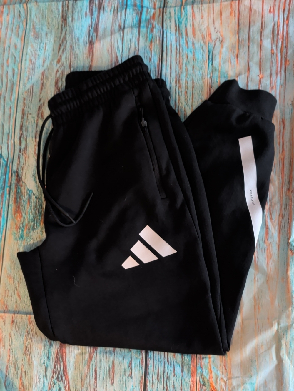 adidas Black Jogger Sweatpants  White Logo Unisex Size Kids Medium, Small Adult